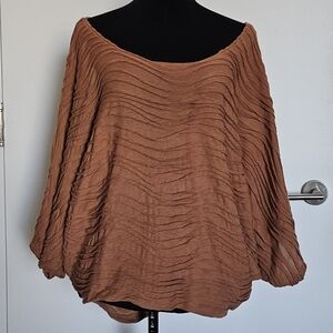 Rienda Gyaru Japanese Brand Rust Textured Batwing Oversize Tunic Top